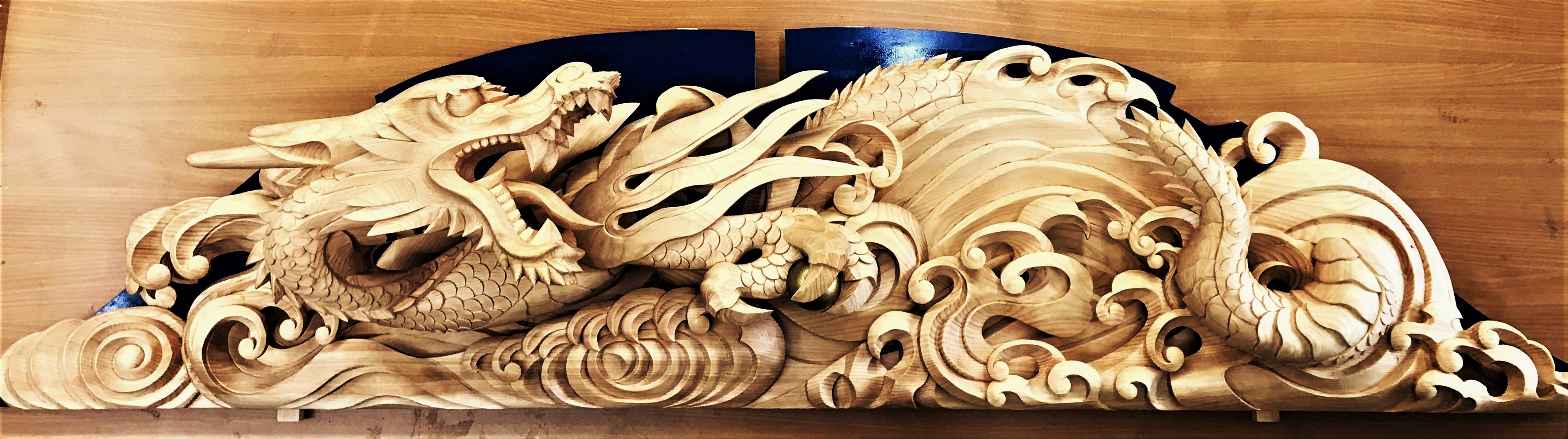 花鳥 現状品 彫刻 衝立 木彫り だんじり 龍 - アンティーク/コレクション